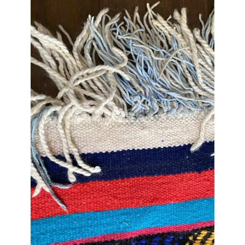 Vintage Turkish Kilim Rug 35x49 Wool Hand Woven Tribal Boho Accent Rug Striped